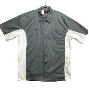 Vance Biker Wear Shirt Mens 5XL Gray White Colorblock Button Up Mechanic